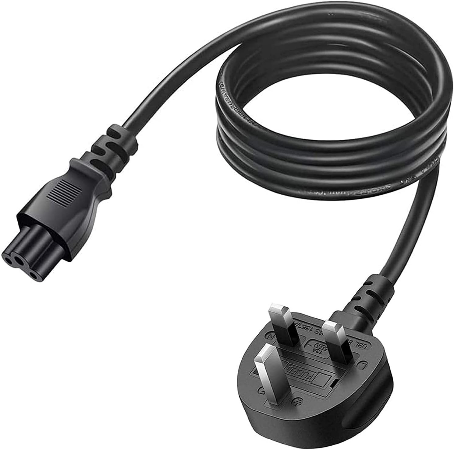 Laptop Power Cable - UK plug to C5 3 pin Laptop power lead - Image 4