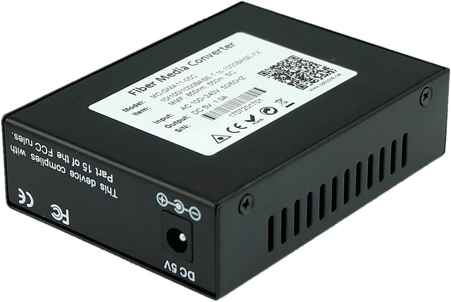 Multi-Mode Gigabit Ethernet Media Converter, 10/100/1000 Ethernet to Multi-Mode SC Fiber, Built-in Fiber Transceiver, up to 550m - Image 4