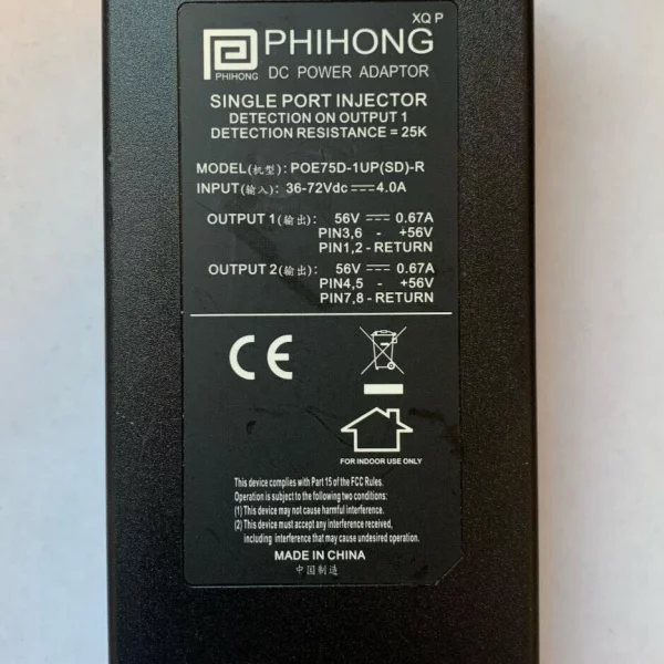 PHIHONG POE75D-1UP-R DC Power Adapter Single Port Injector POE Adapter