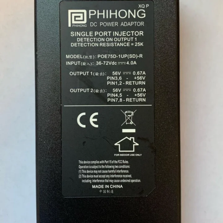 PHIHONG POE75D-1UP-R DC Power Adapter Single Port Injector POE Adapter