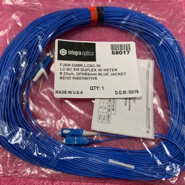 4 x Integra Optics Fiber Optic Cable FJSM-D2BR-LCSC-30 Duplex 30 Meter 8.33um